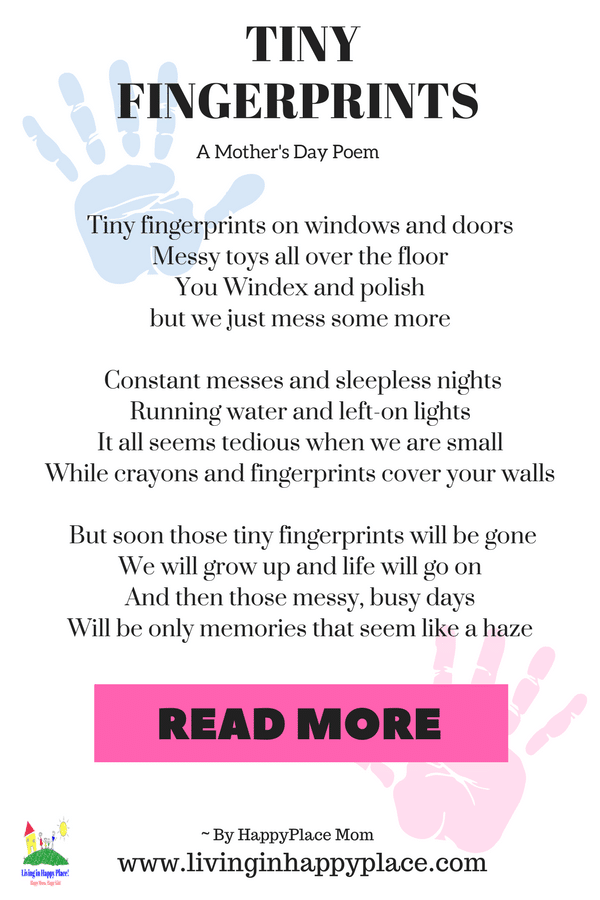 Poem for mom- TINY FINGERPRINTS Mother's Day Poem
